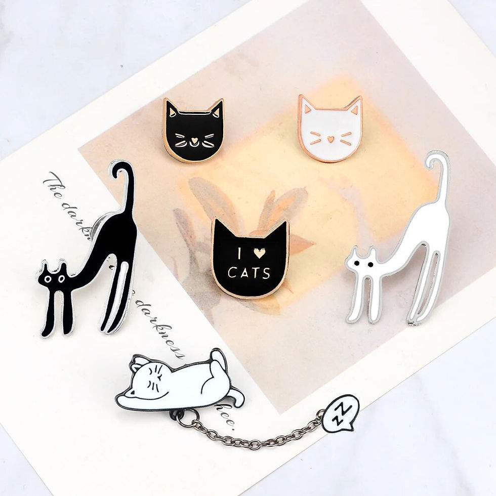 Thumbnail: Cute White-Black Cat Badges Pins