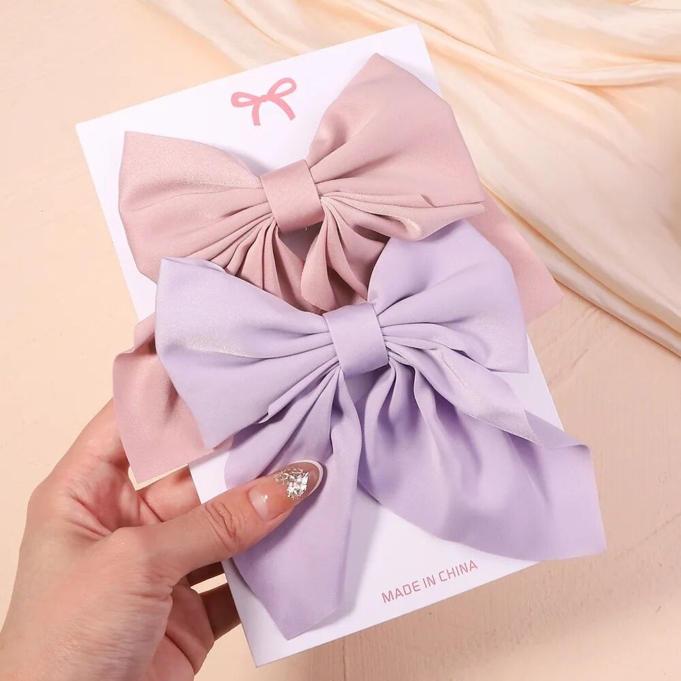 Thumbnail: 2Pcs/set Sweet Solid Bowknot Hair Clips 