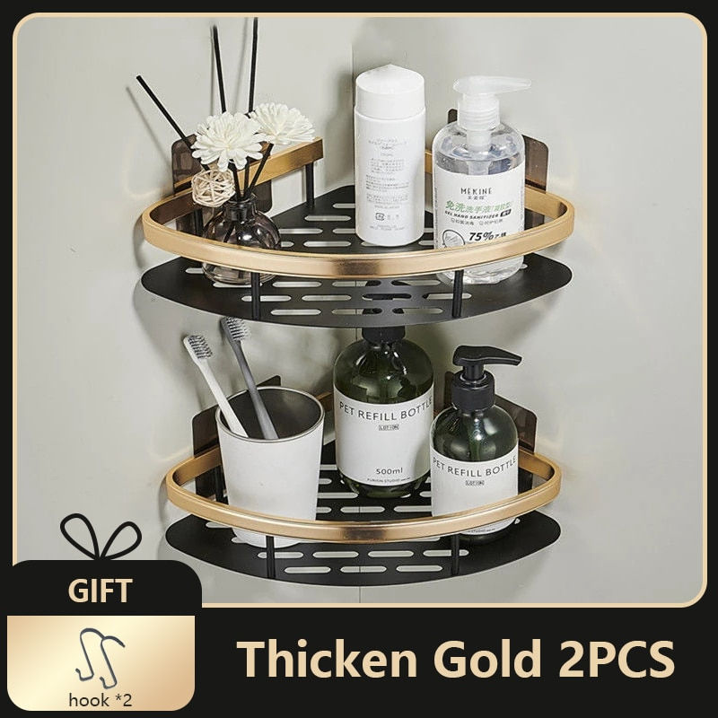 Thumbnail: Bathroom Corner Shelf without Drilling - Rustproof Aluminum Shower Storage Rack
