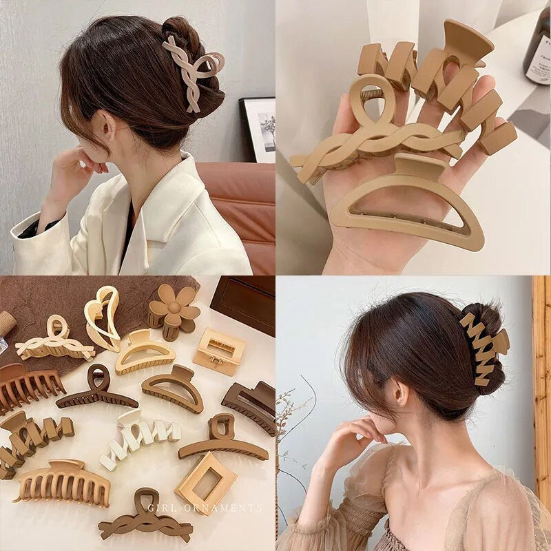 Korean Coffee Color Large Hair Claw