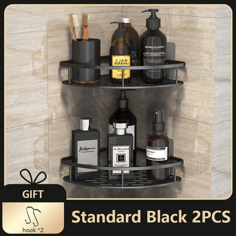 Thumbnail: Bathroom Corner Shelf without Drilling - Rustproof Aluminum Shower Storage Rack