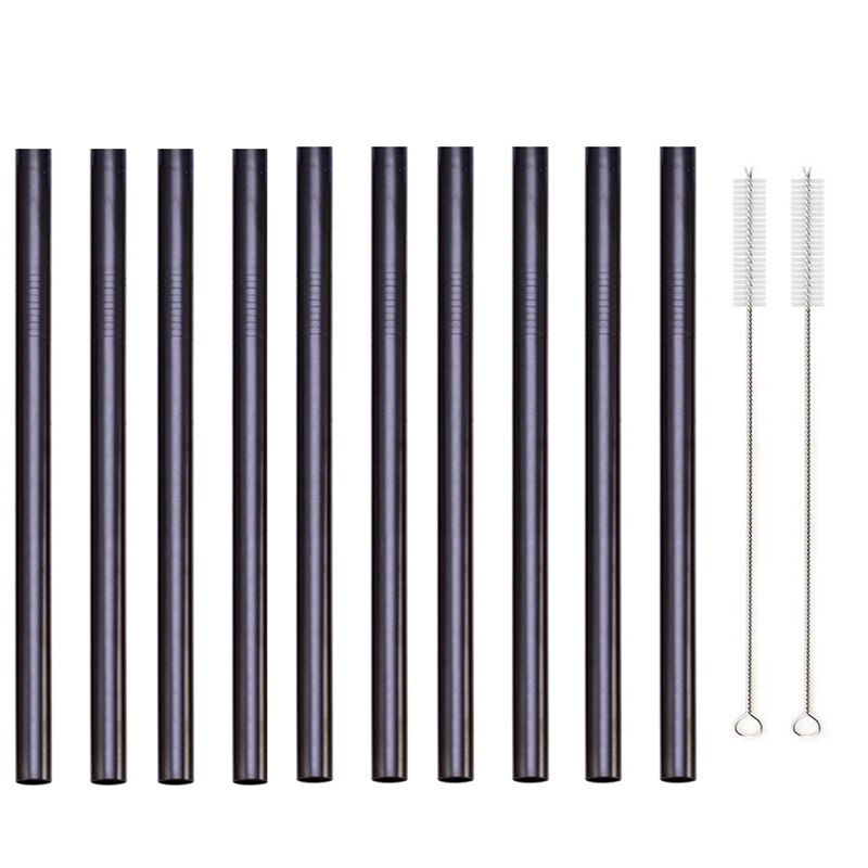 Thumbnail: 12mm Eco-friendly, Reusable, Stainless Steel Drinking Straws Set 