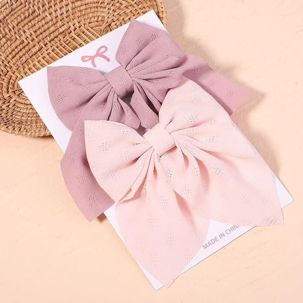 Thumbnail: 2Pcs/set Sweet Solid Bowknot Hair Clips 
