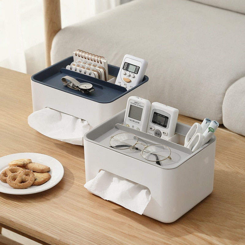 Thumbnail: Multifunctional remote controller paper towel storage box 