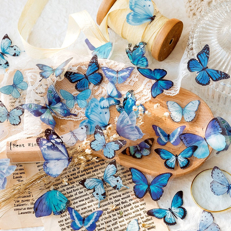 Thumbnail: 40 PCS Vintage Butterfly/Flower Stickers