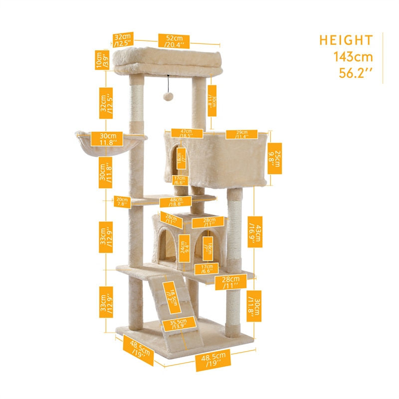 Thumbnail: Tall Cat Tower with Large Cozy Beds, Scratching Posts