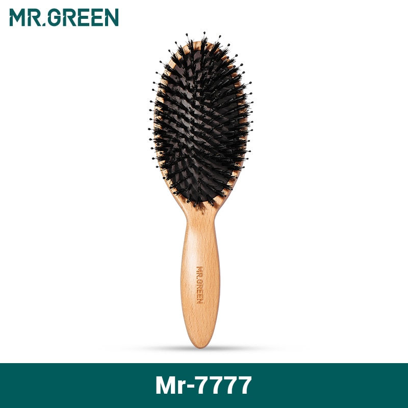 Natural Beech Comb Hairbrush with Boar Bristle