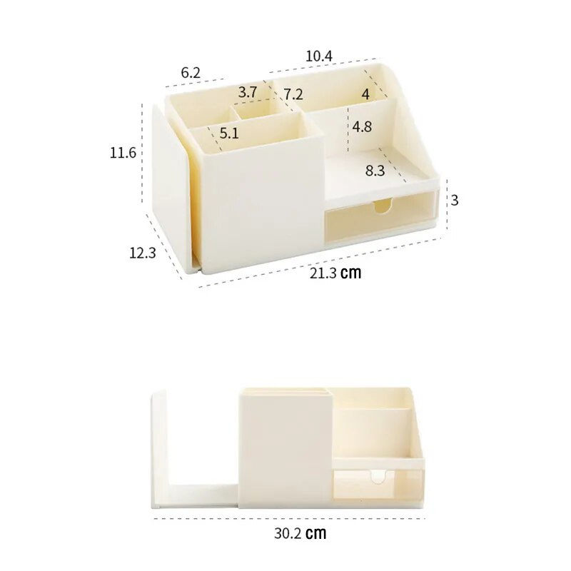 Thumbnail: Large Capacity Desk Pen Holder With Drawer and Bookshelf