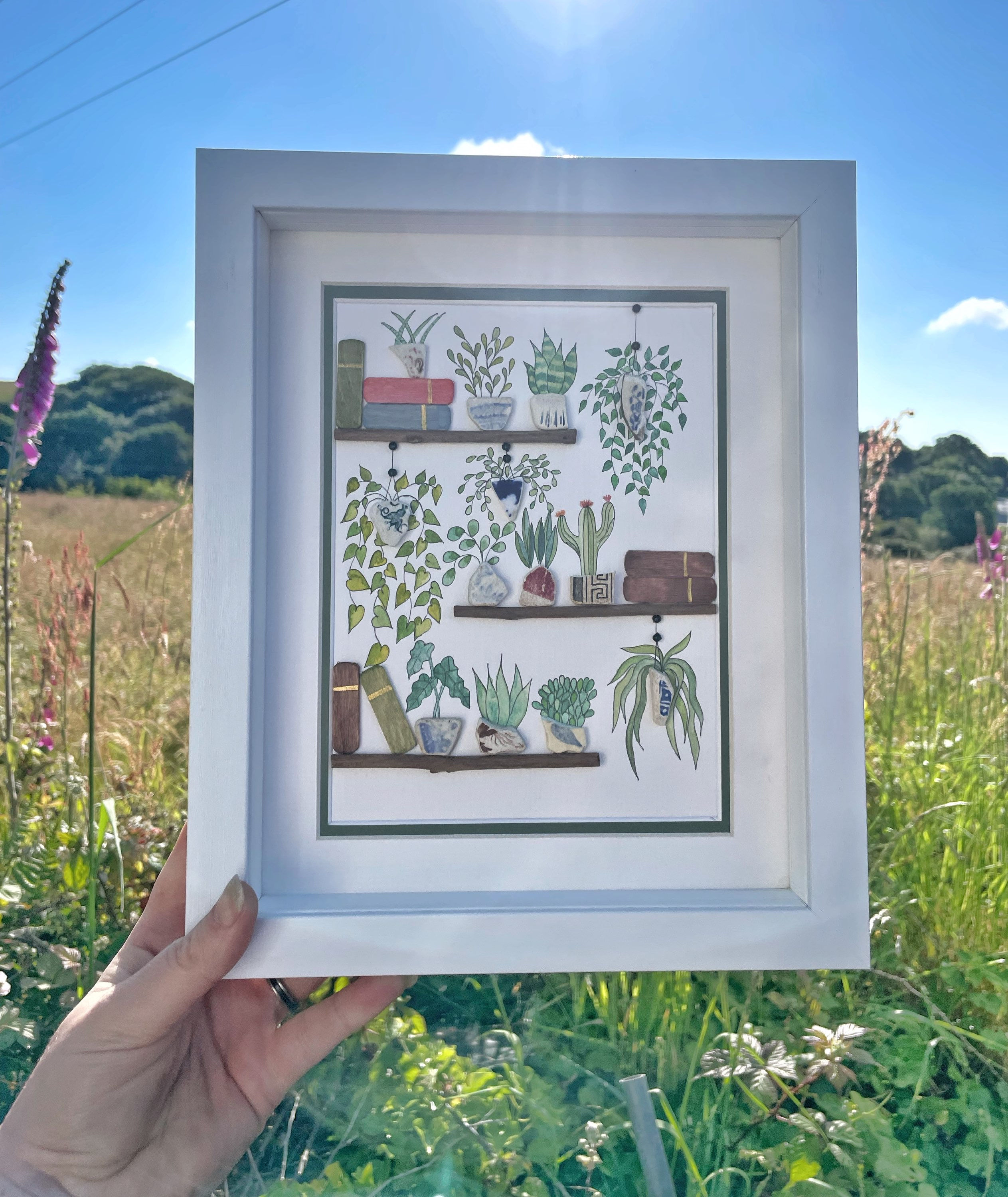 Shelves of Pottery & Seaglass