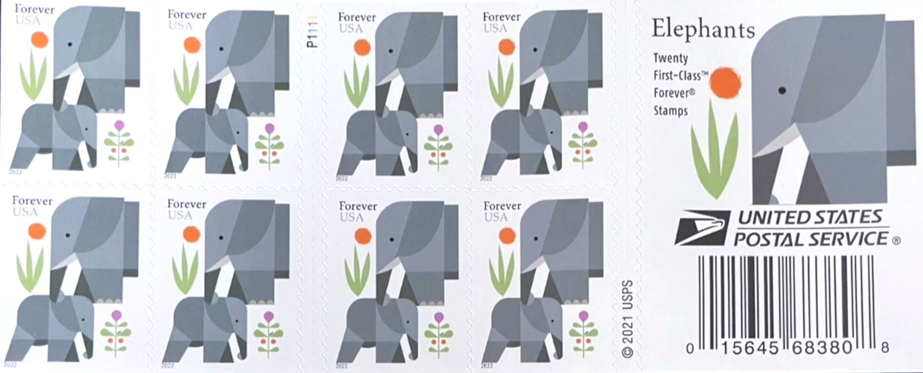 2022 Elephants Stamps - Booklet of 20 - Forever - MNH