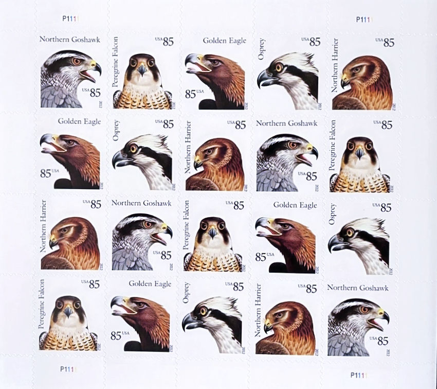 2012 Birds of Prey Stamps - Sheet of 20 - 85 Cents - MNH