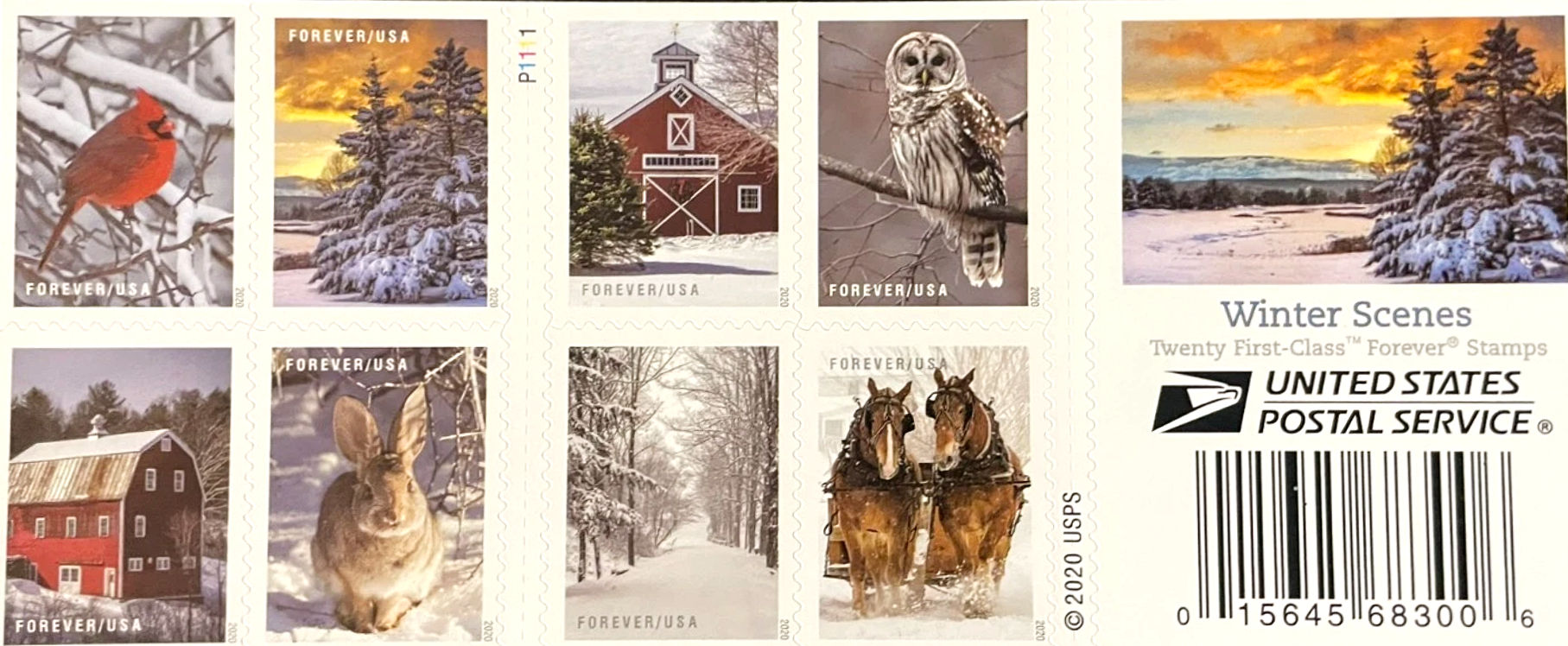 2020 Winter Scenes Stamps Booklet of 20 - Forever - MNH