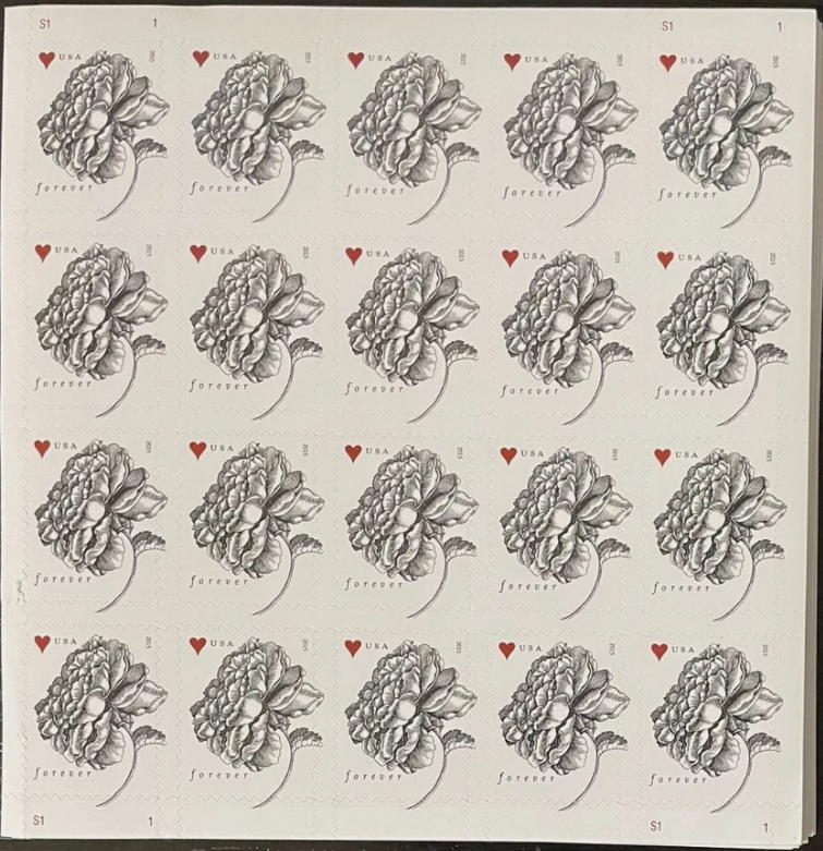 2014 Vintage Rose Stamp Sheet - Forever - MNH