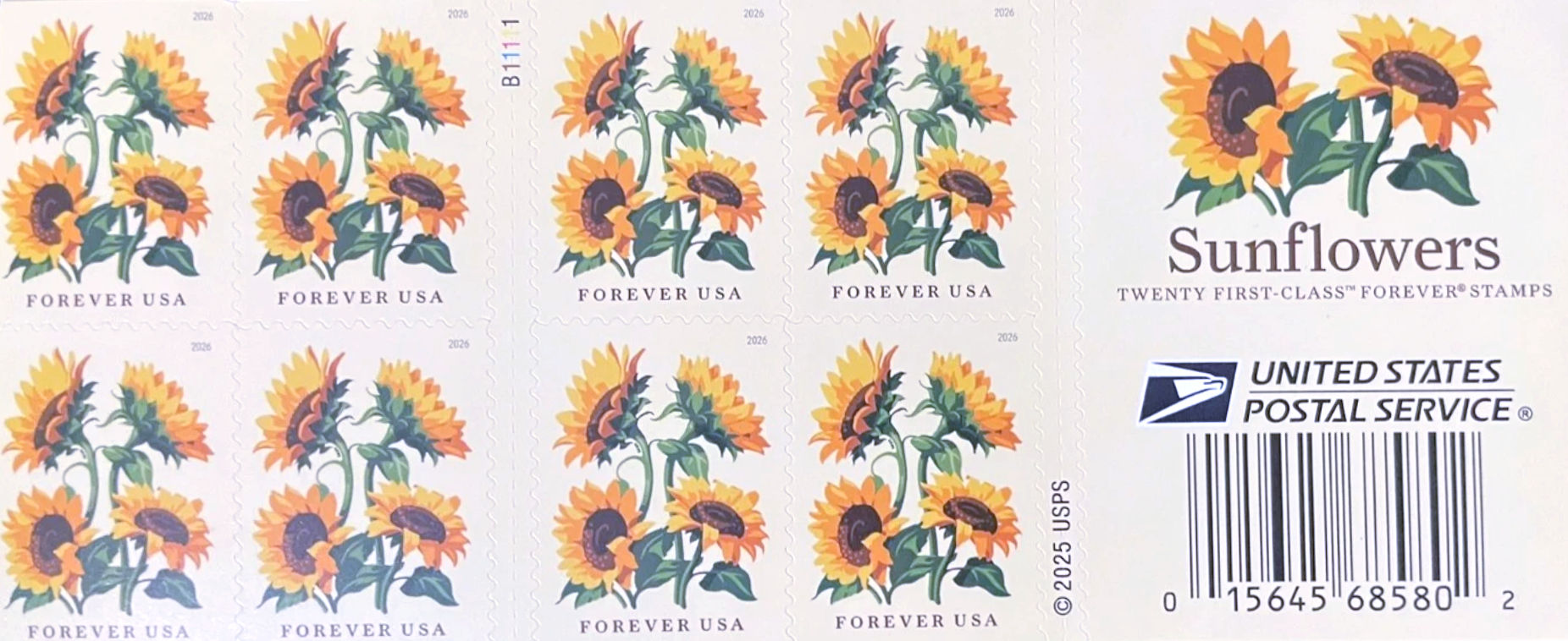 2026 Sunflowers Stamps Booklet of 20 - Forever - MNH