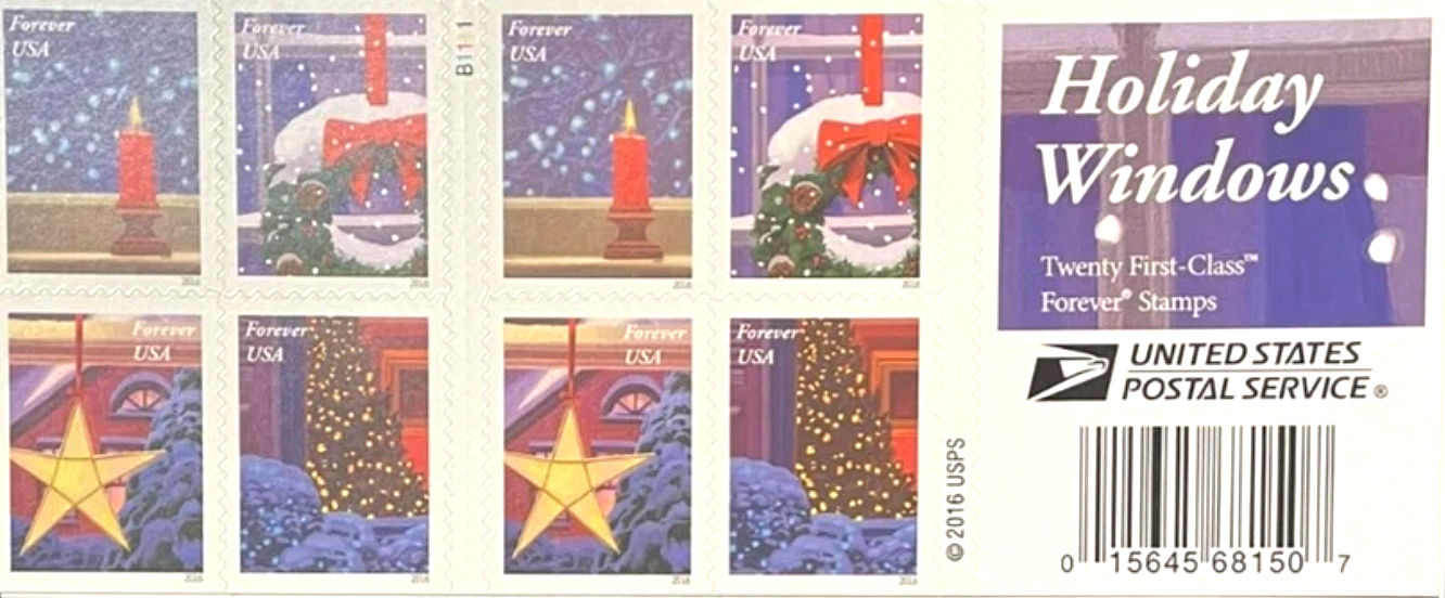 2016 Holiday Windows Stamps Booklet of 20 - Forever - MNH