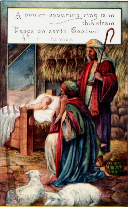 Christmas Manger Scene, CHRISTMAS SEALS Cancel, c1922 Embossed Vintage Postcard