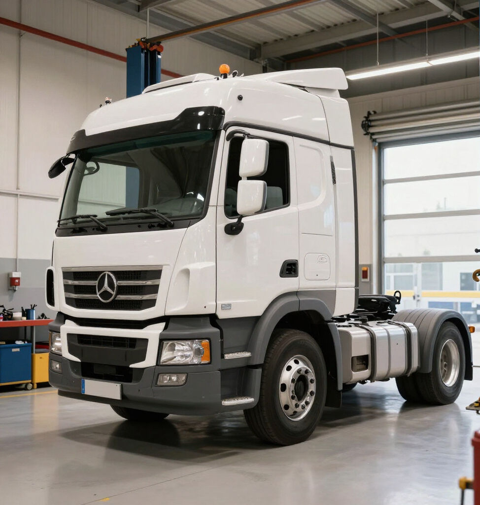 Truck in a garage for repair and diagnostics