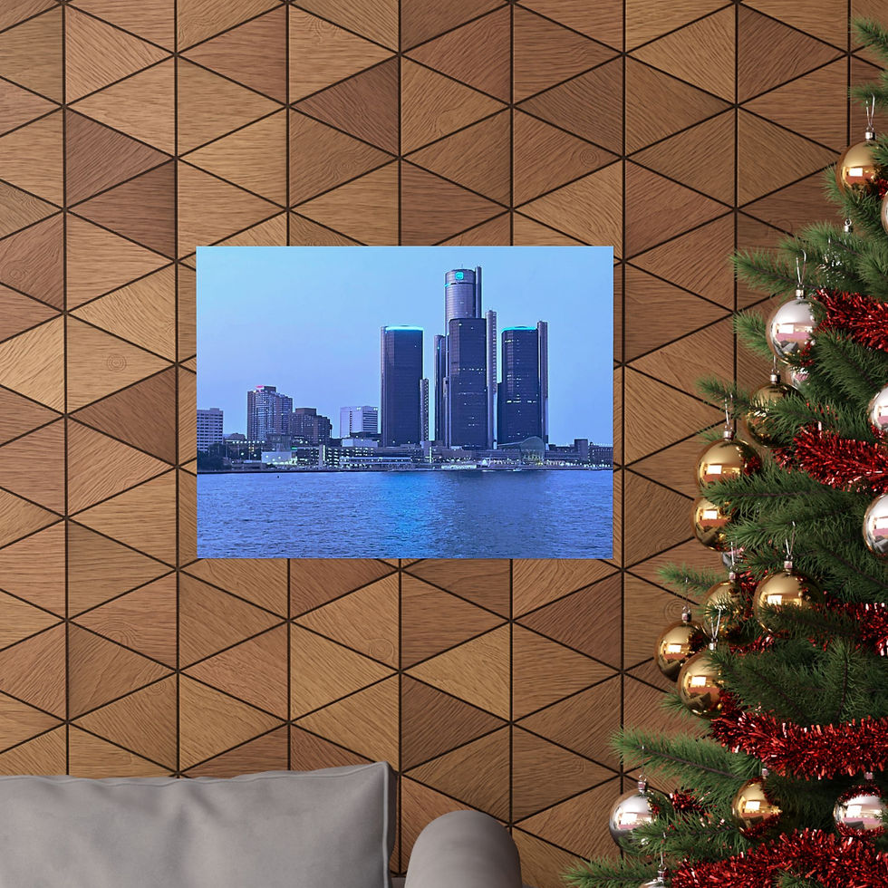 Thumbnail: Downtown Detroit Riverwalk Rennaissance Center Poster Print for Home Decor Gift 