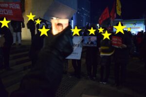 Candle light protest against Lee Jae-yong’s release out of prison (Seoul, January 2018). In October 2022, Lee was named as the executive chairperson of Samsung Electronics.