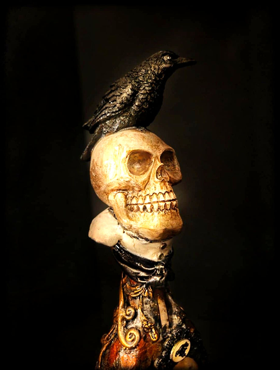 Edgar Allen Poe, Sculpture, Wine Bottle Art