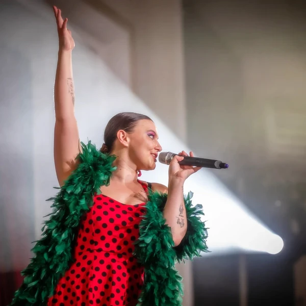 confident singer and dancer on stage