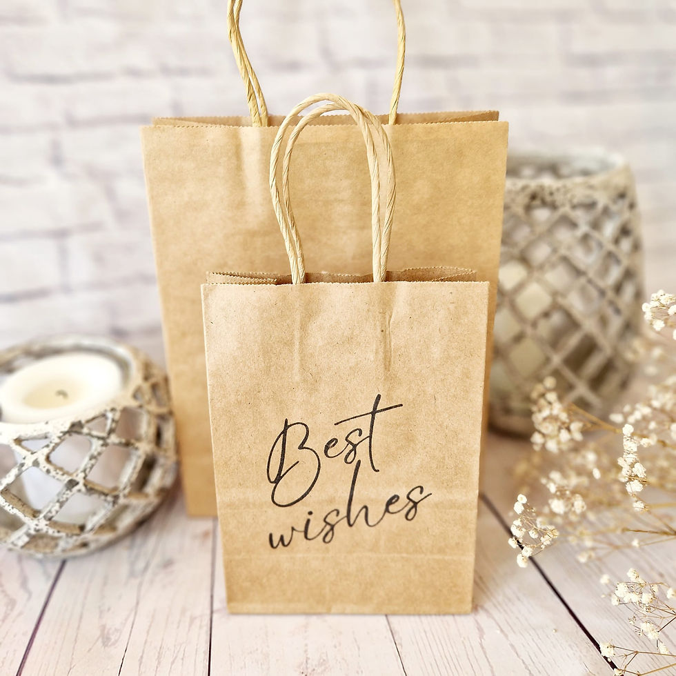 Thumbnail: Best Wishes – Kraft Paper Gift Bags with Handles | Medium  Small Eco-Friendly Party Favour Bags | Birthday, Wedding,