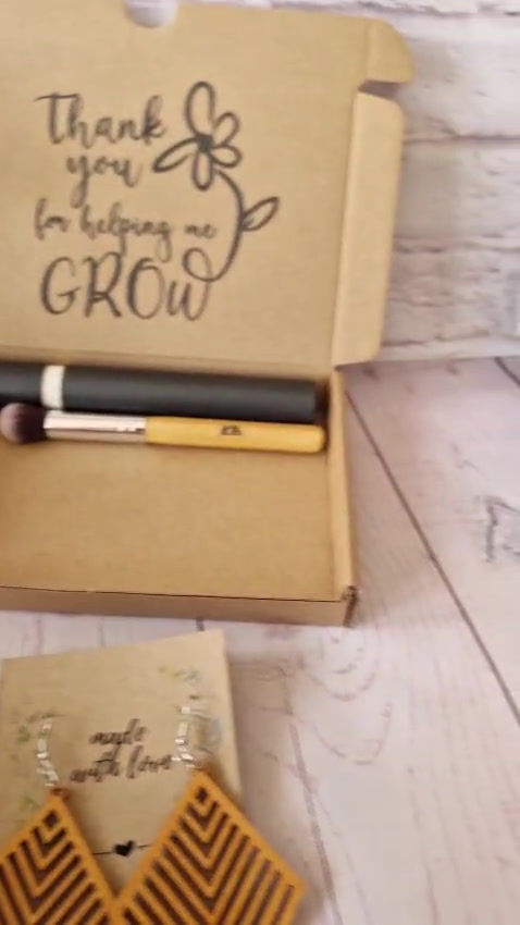 Thumbnail: Thank You Teacher Gift – End of Year Eco Gift Set | Seven Chakra Healing Bracelet, Bamboo Brush & Wooden Earrings