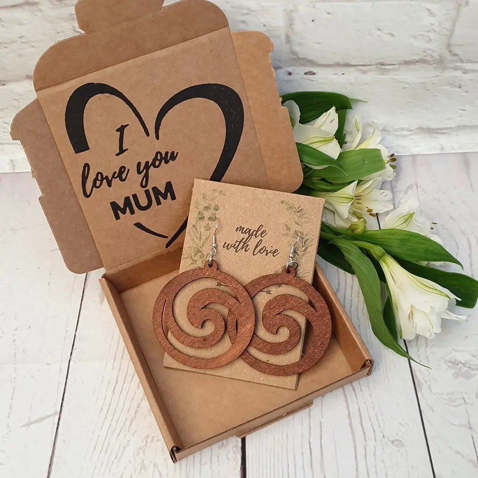 Thumbnail: Tribal Swirl Wooden Earrings.