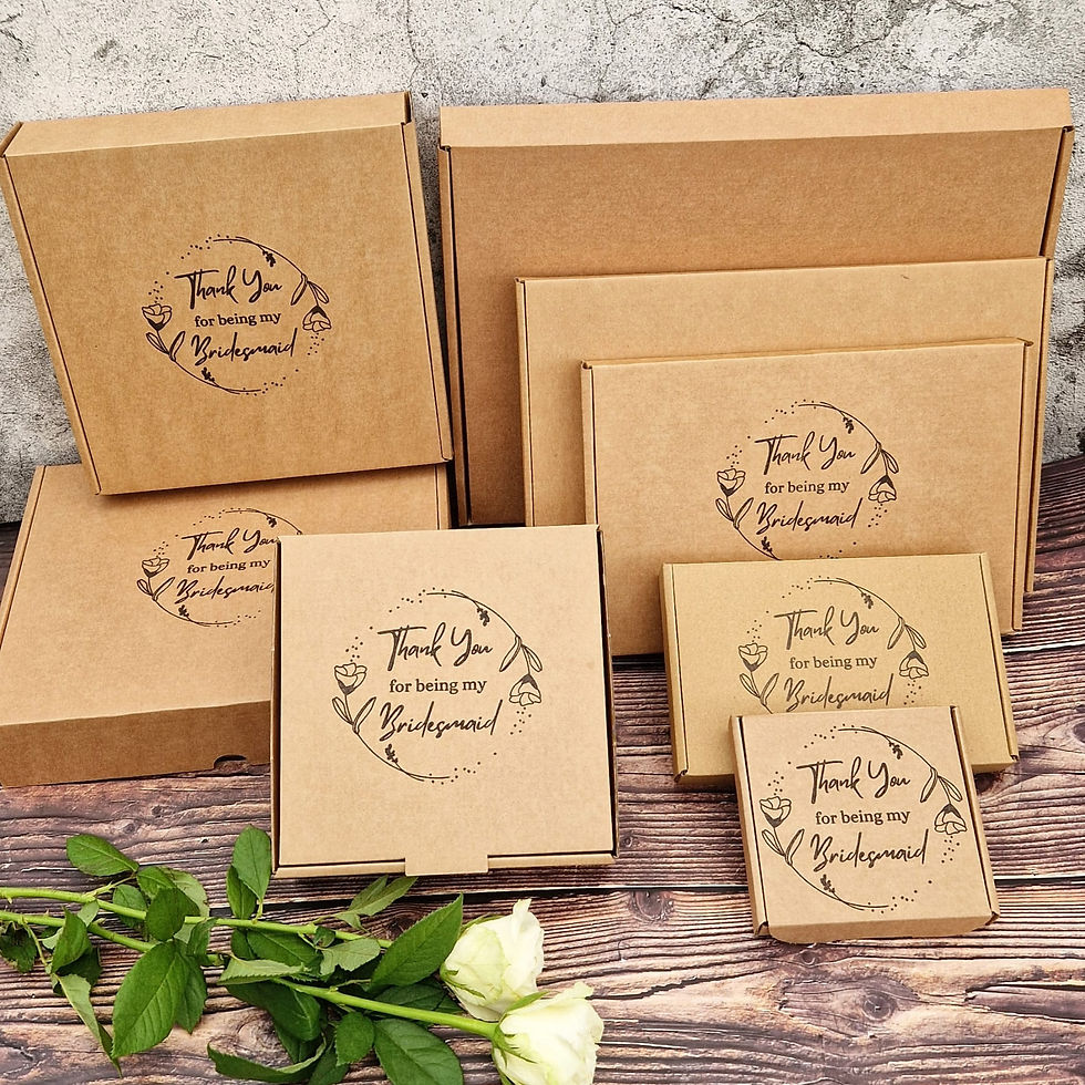 Thumbnail: Thank You For Being My Bridesmaid Empty Kraft Gift Box. Favour Eco Box. Royal Mail Large Letter, Mini, Small, Medium, Large