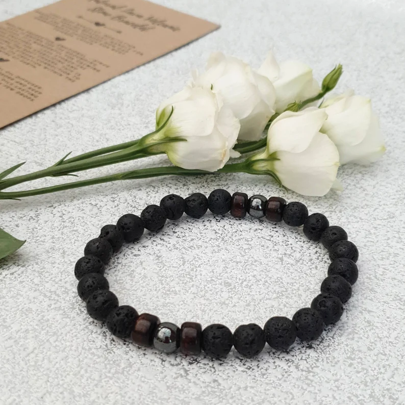 Mens volcanic store rock bracelet
