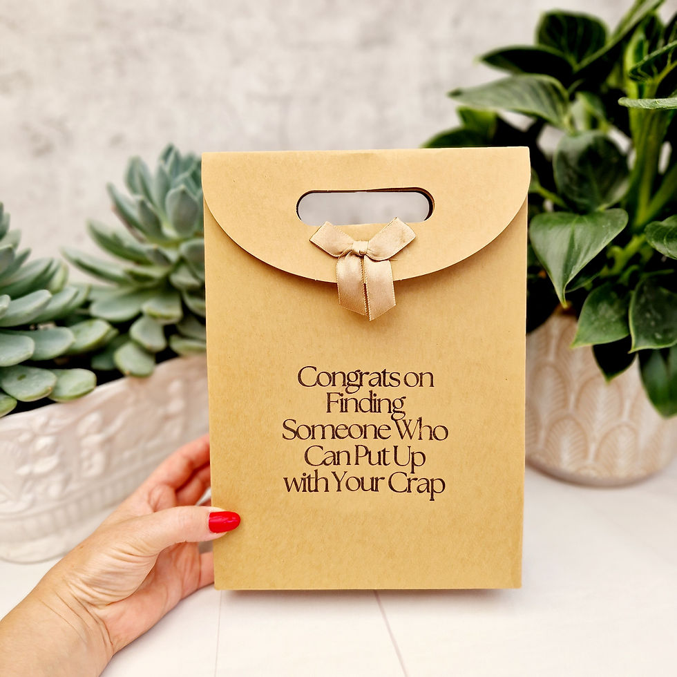 Thumbnail: Funny Gift Bag-Congrats on Finding Someone Who Can Put Up with Your Crap. Humorous Paper Gift Bag for Weddings, Engagements,