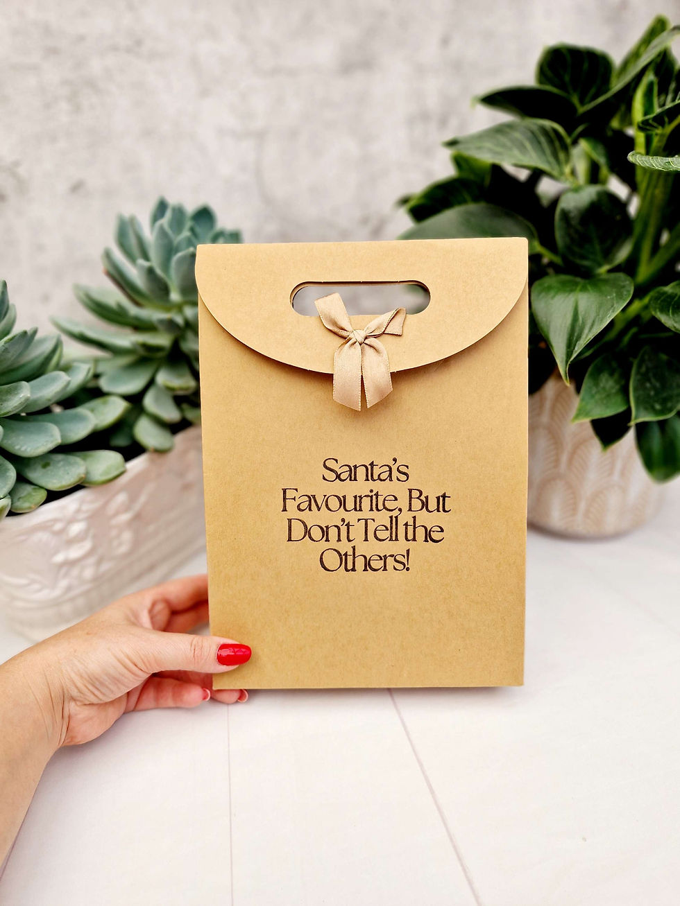 Thumbnail: secret santa gift.Funny Christmas Party Gift Bag – Elegant Hand-Stamped Eco Paper Bag with Ribbon | Secret Santa, Office, Adu