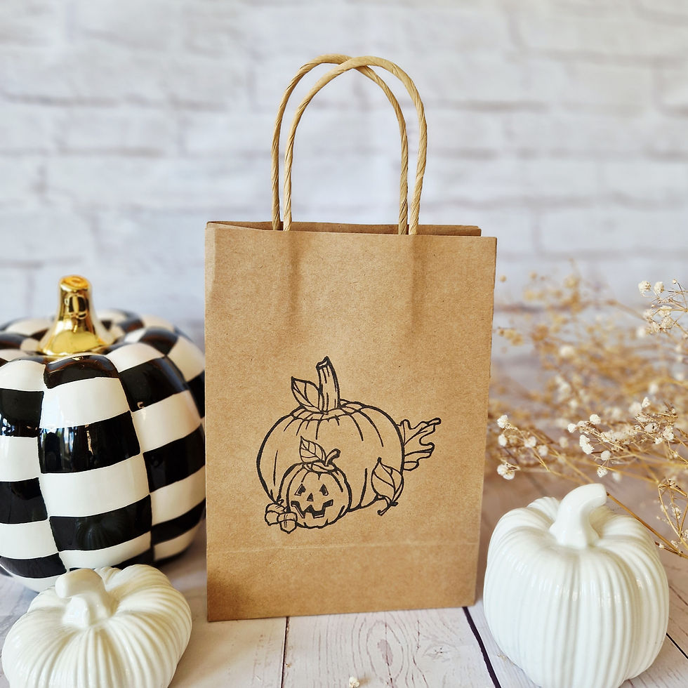 Halloween Gift Bags – Kraft Paper Bags with Handles | Trick or Treat Bags | Pumpkin Party Favour Bags | Eco-Friendly Reusable