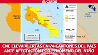 CNE eleva alertas en 74 cantones del país ante afectación por Fenómeno del Niño