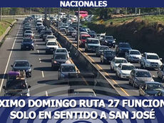 Próximo domingo Ruta 27 funcionará solo en sentido a San José