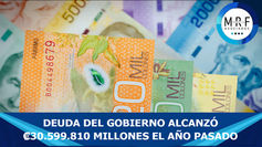 Deuda del gobierno alcanzó ₡30.599.810 millones el año pasado