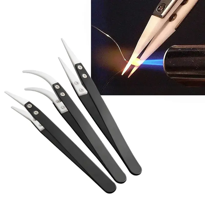 Ceramic Tweezers for Electronics with Stainless Steel Handle