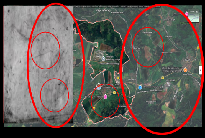 Tzohar gold navigational maps laid out over location where said Hitler's gold was found in April 1945 picture two