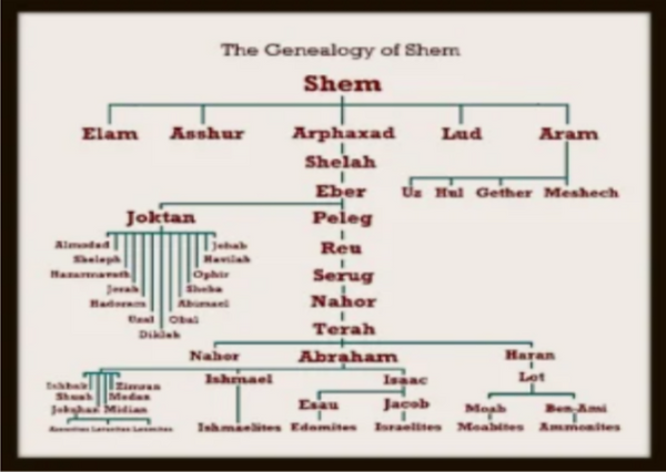 Chart showing the genealogy of Shem the son of Noah.