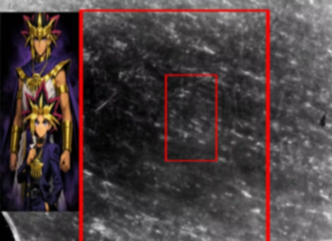 Ancient engravings of said fictional television animated characters Yu-gi-oh Muto and the Pharaoh found on Noah's Tzohar