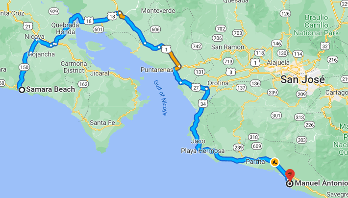 Route to Manuel Antonio