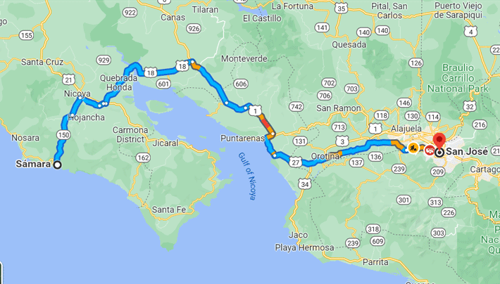Route to San Jose