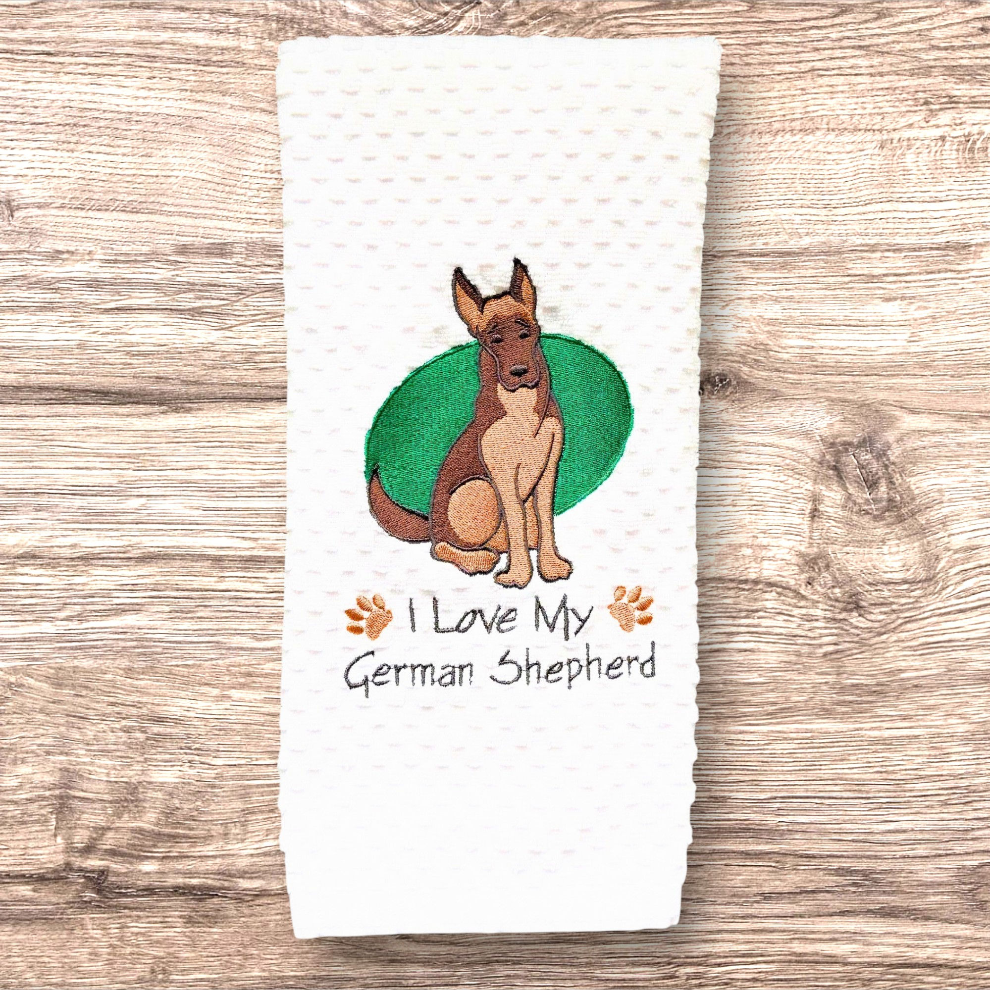I Love My German Shepherd-Embroidered Kitchen Towel