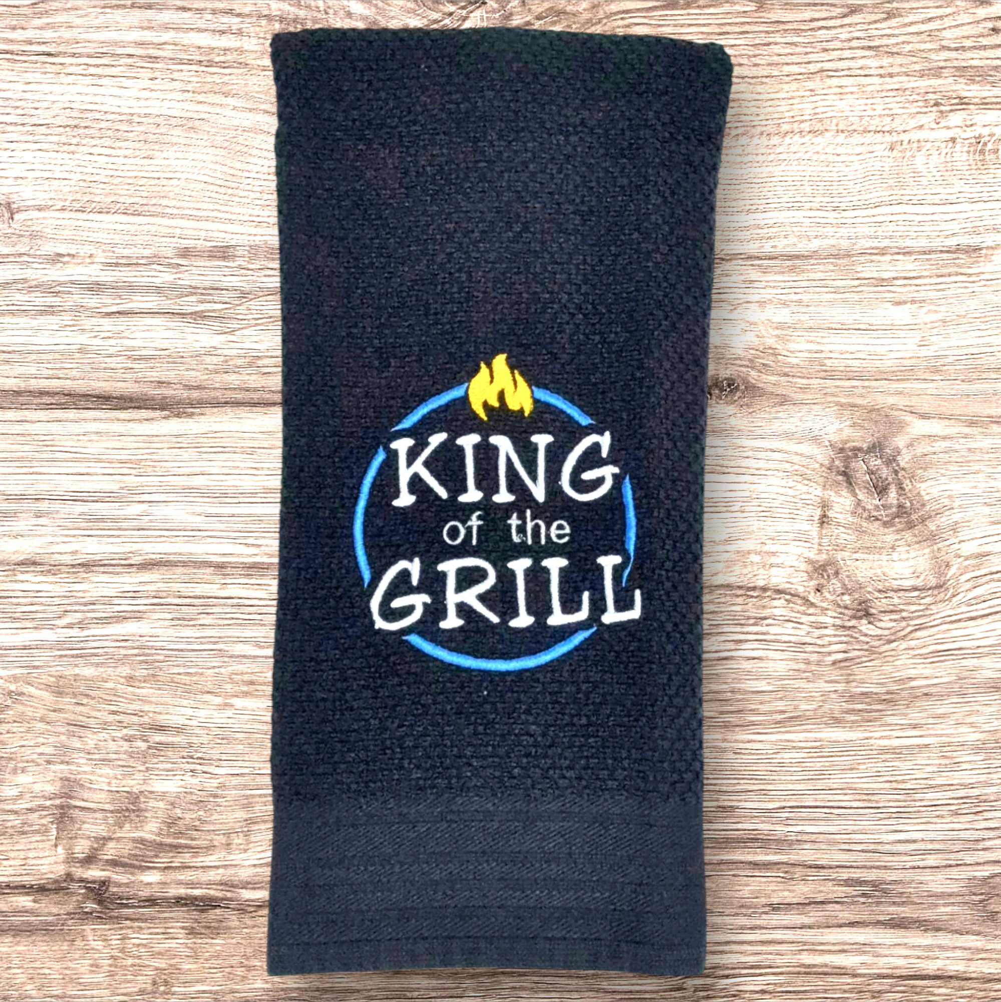King of the Grill-Embroidered Kitchen Towel