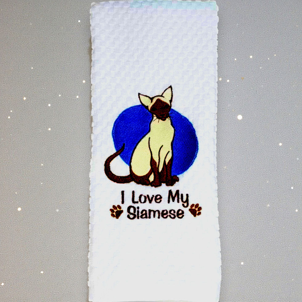 Thumbnail: I Love My Siamese-Embroidered Kitchen Towel