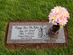 custom flat granite marker with vase