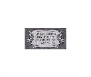 Single flat Bahama Blue granite marker with engraved names and dates