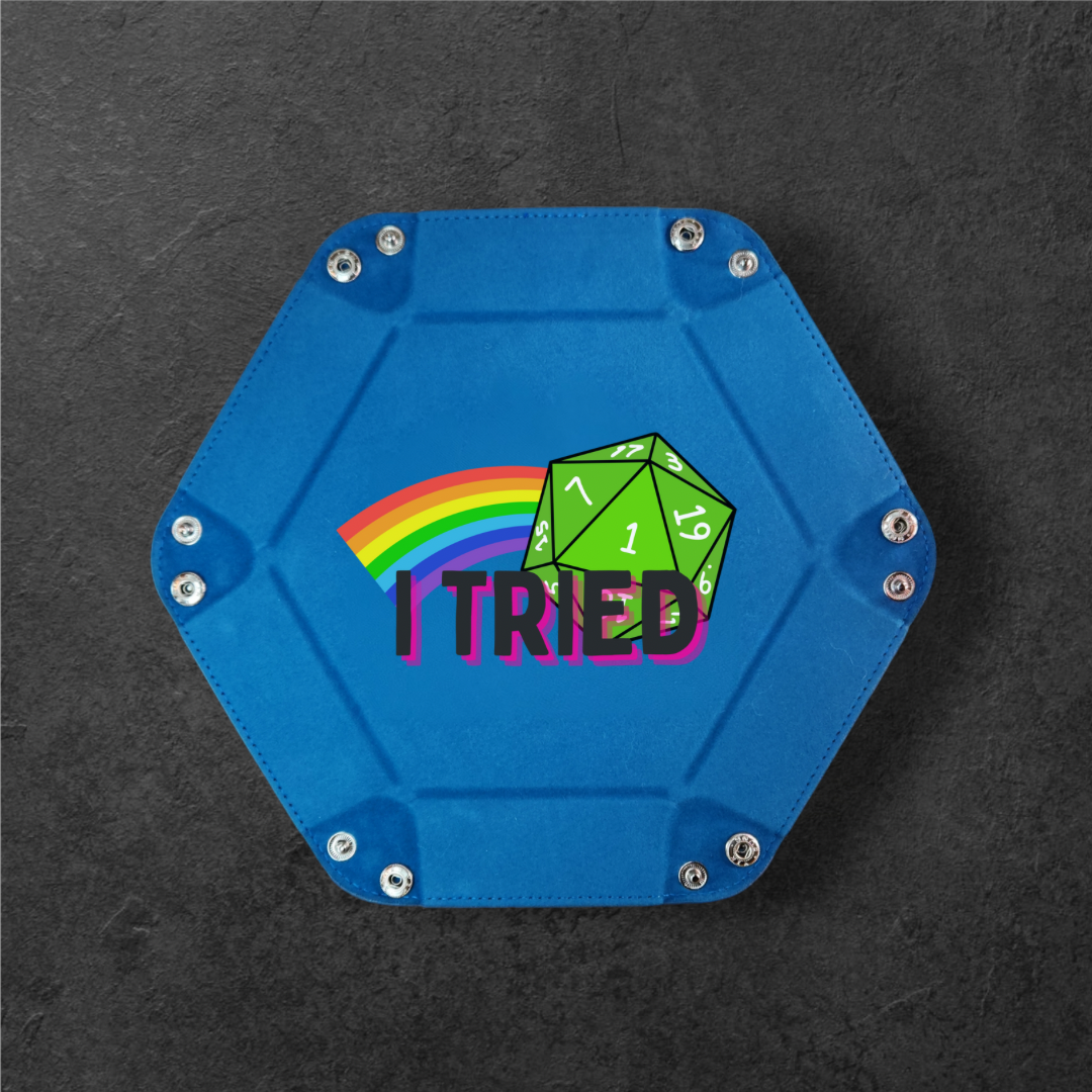 "I Tried" Faux Leather and Velvet Dice Tray