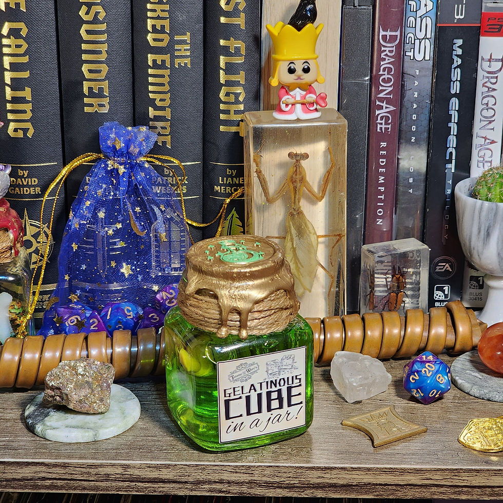 Thumbnail: Small Gelatinous Cube in a Jar Bottle Home Decor - Role-Playing Game Prop, DND