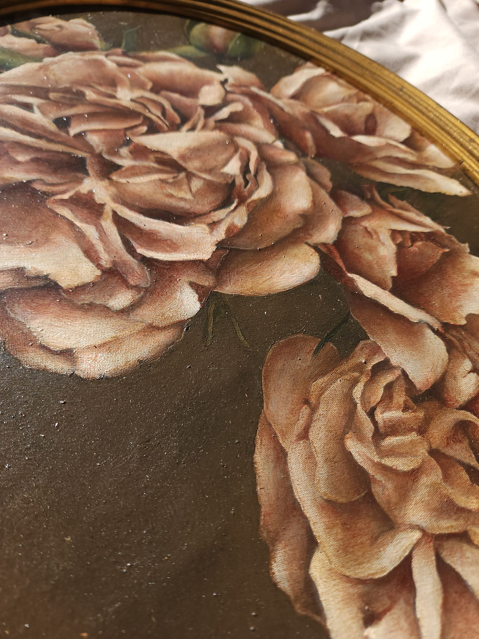 Thumbnail: Original oil painting of moody roses